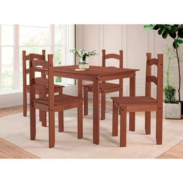 Imagen de Comedor madera 4 sillas cera oscura ML-C GBSN 1 caja