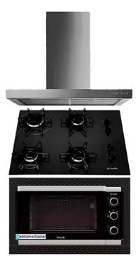 Imagen de Horno Eléctrico Combo Anafe Cristal Negro Campana Recta