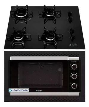 Imagen de Combo Horno Eléctrico De Empotrar Y Anafe 4 Hornallas Negro