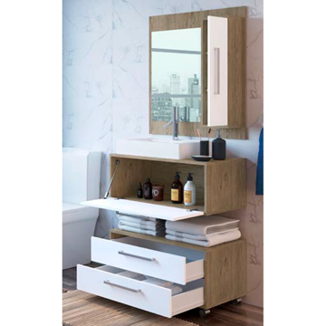 Imagen de Muebles Baño Artecasa 901-27-4 con espejo BALCAO GRECIA 80x80x45 color CANELA/BLANCO